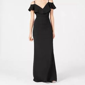 Navy Blue Off-The-Shoulder Evening Gown